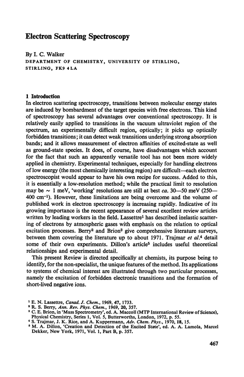 Electron scattering spectroscopy