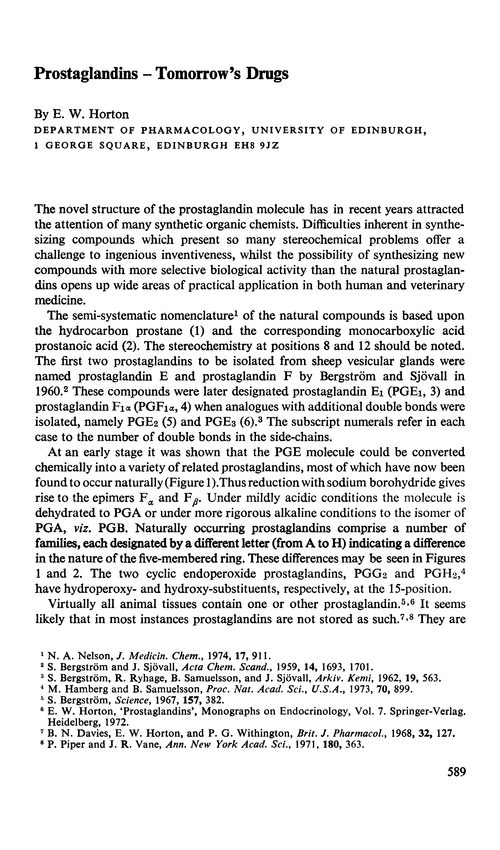 Prostaglandins – tomorrow's drugs