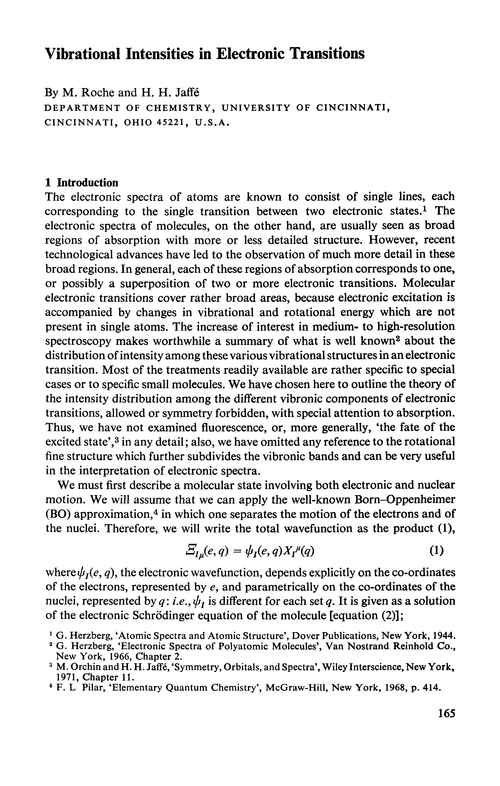 Vibrational intensities in electronic transitions