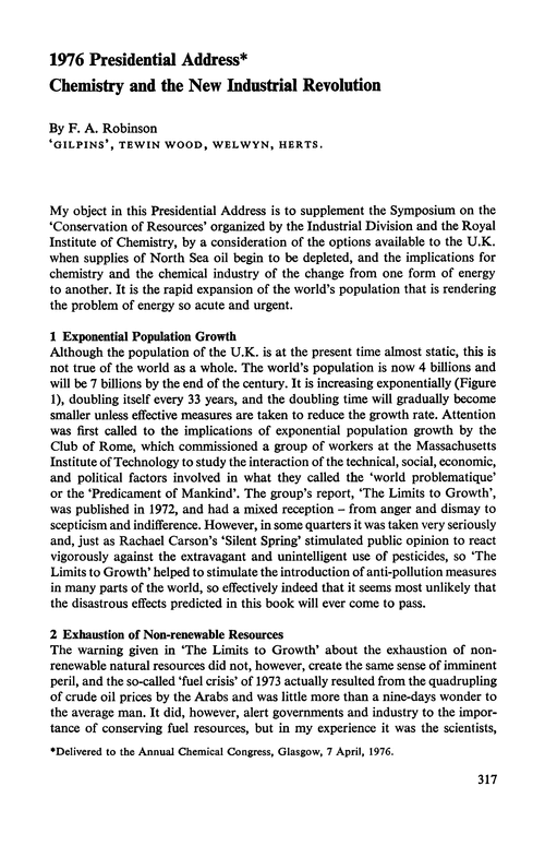 1976 Presidential address. Chemistry and the new industrial revolution