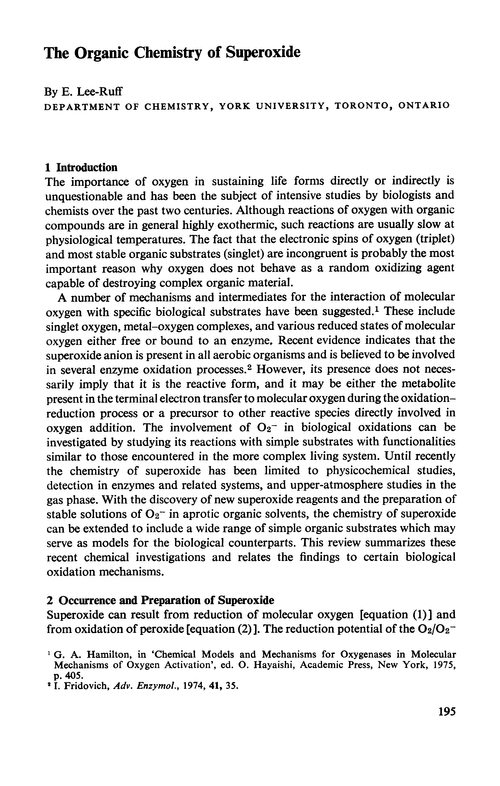 The organic chemistry of superoxide