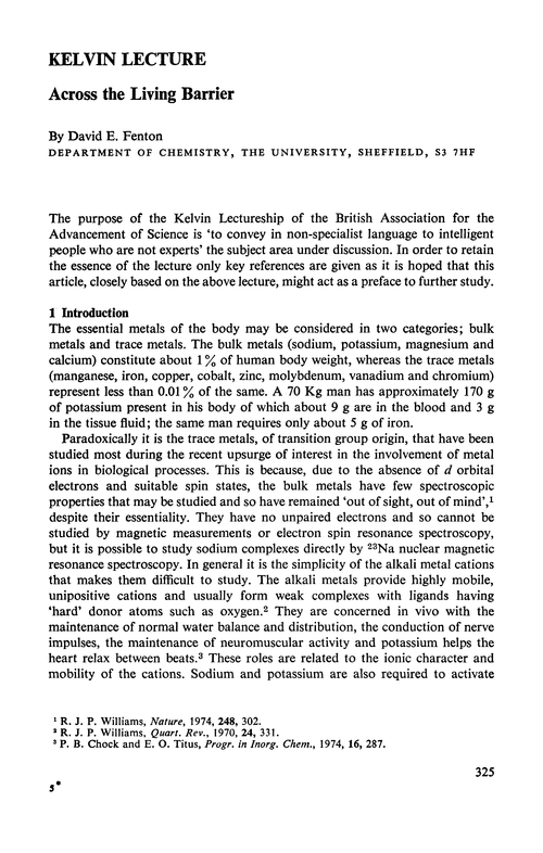 Kelvin lecture. Across the living barrier
