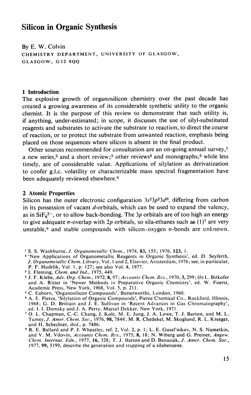 Silicon in organic synthesis