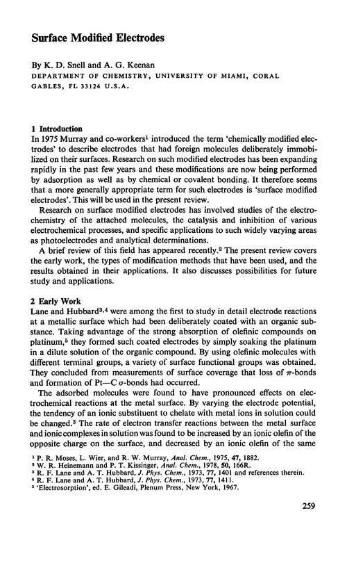 Surface modified electrodes