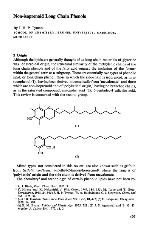 Non-isoprenoid long chain phenols