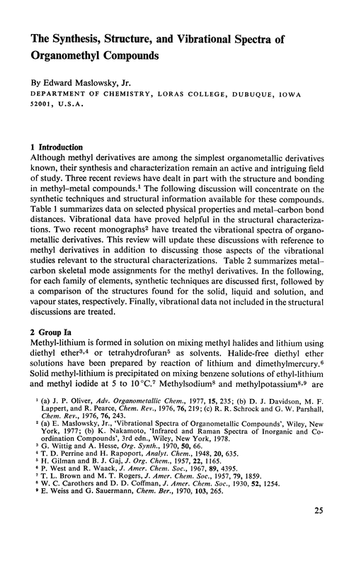 The synthesis, structure, and vibrational spectra of organomethyl compounds