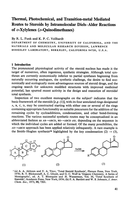 Thermal, photochemical, and transition-metal mediated routes to steroids by intramolecular Diels–Alder reactions of o-xylylenes (o-quinodimethanes)