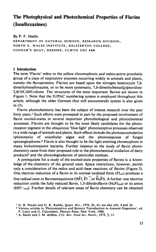 The photophysical and photochemical properties of flavins (isoalloxazines)