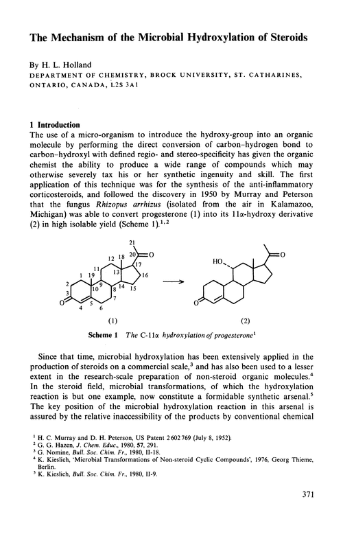 The mechanism of the microbial hydroxylation of steroids