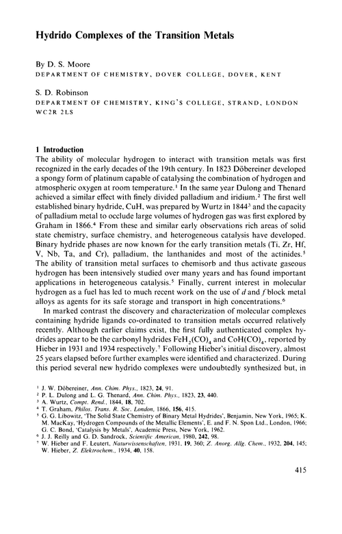 Hydrido complexes of the transition metals