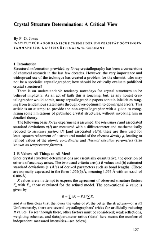 Crystal structure determination: a critical view