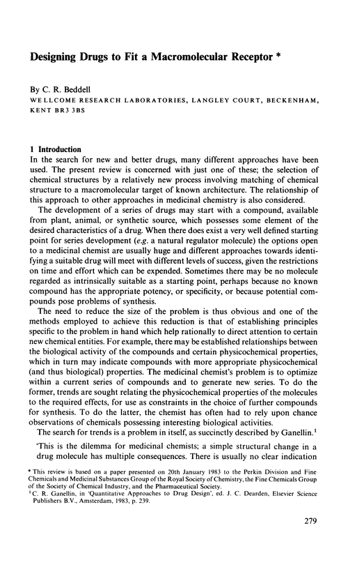 Designing drugs to fit a macromolecular receptor