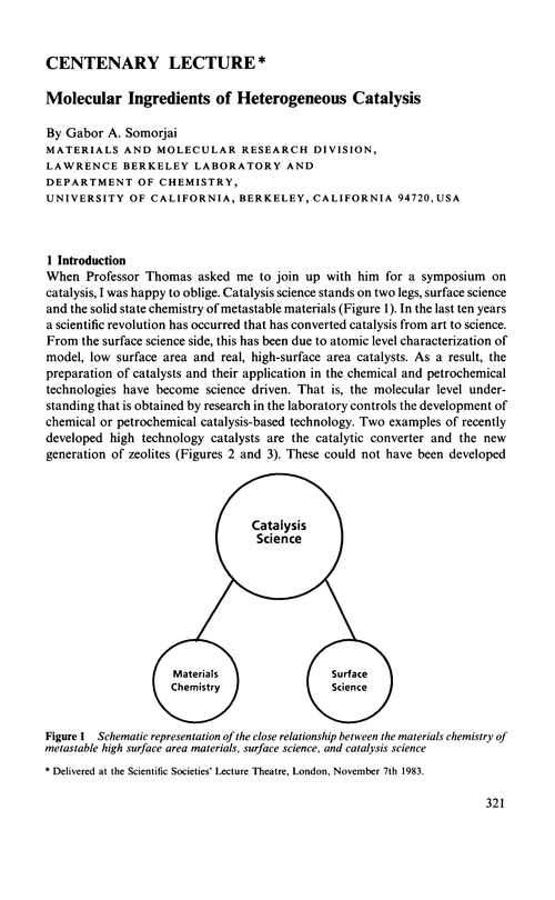 Centenary Lecture. Molecular ingredients of heterogeneous catalysis