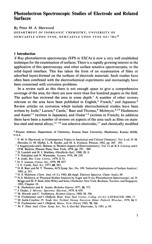 Photoelectron spectroscopic studies of electrode and related surfaces