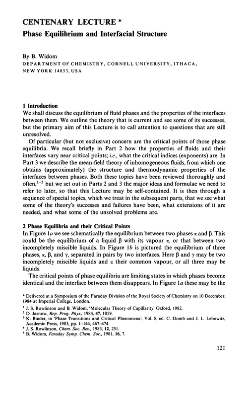 Centenary Lecture. Phase equilibrium and interfacial structure