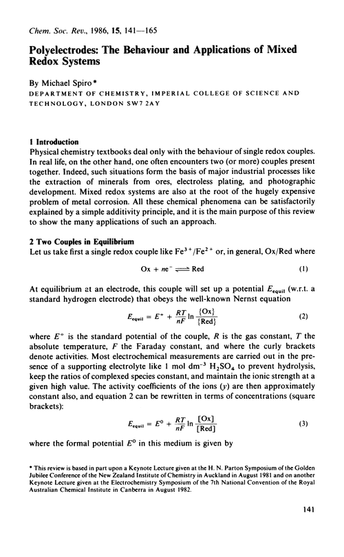 Polyelectrodes: the behaviour and applications of mixed redox systems
