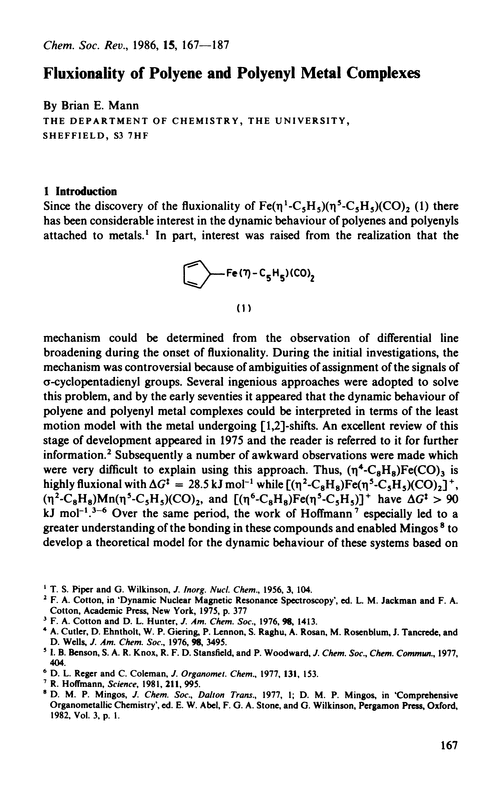 Fluxionality of polyene and polyenyl metal complexes