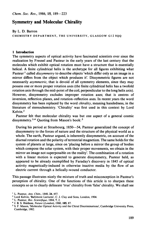 Symmetry and molecular chirality