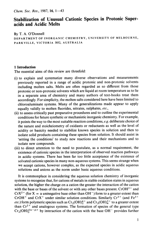 Stabilization of unusual cationic species in protonic superacids and acidic melts