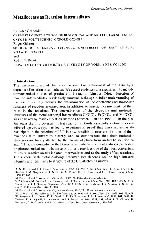 Metallocenes as reaction intermediates