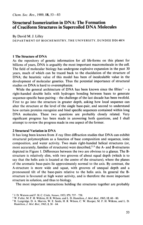 Structural isomerization in DNA: the formation of cruciform structures in supercoiled DNA molecules