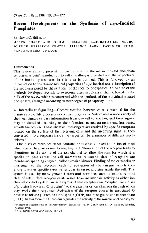 Recent developments in the synthesis of myo-inositol phosphates