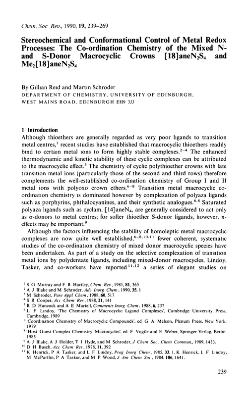 Stereochemical and conformational control of metal redox processes: the co-ordination chemistry of the mixed N- and S-donor macrocyclic crowns [18]aneN2S4 and Me2[18]aneN2S4