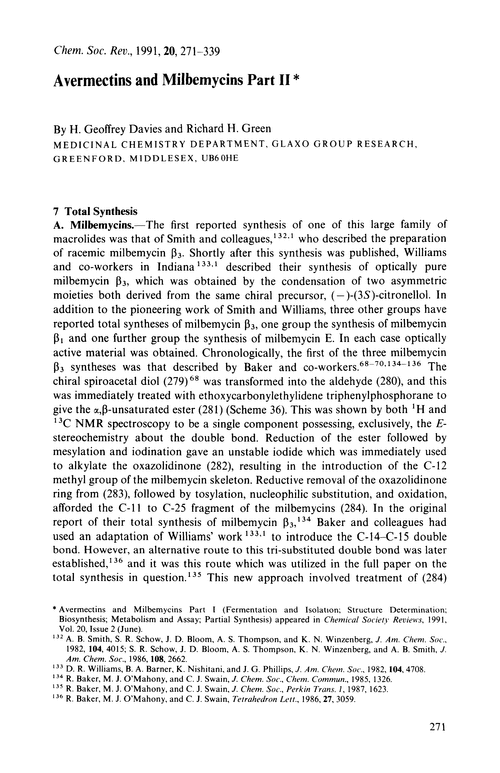 Avermectins and milbemycins Part II