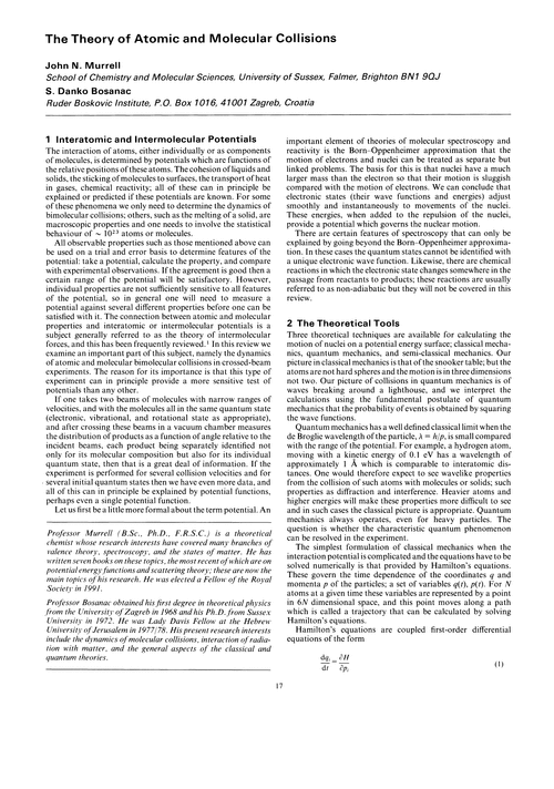 The theory of atomic and molecular collisions