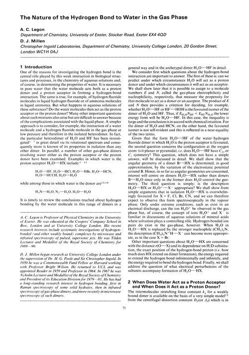 The nature of the hydrogen bond to water in the gas phase