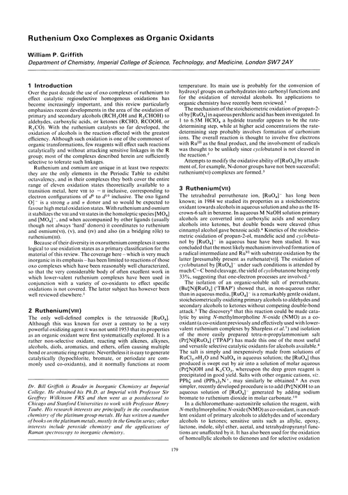 Ruthenium oxo complexes as organic oxidants