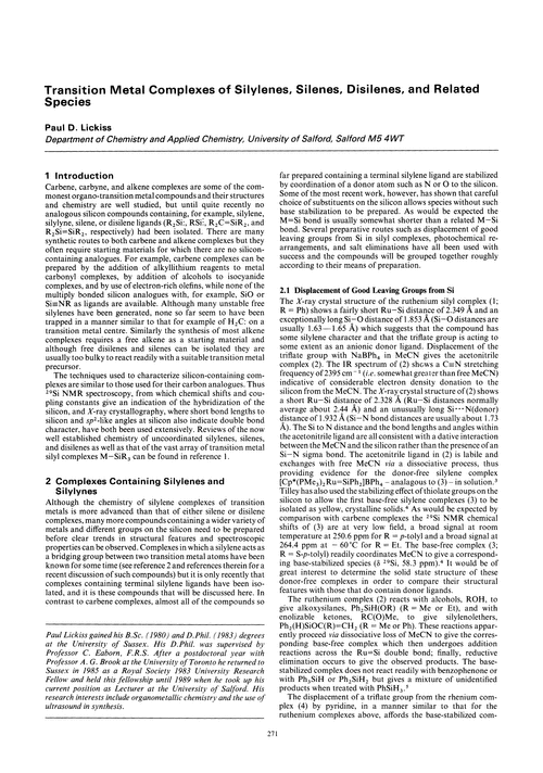 Transition metal complexes of silylenes, silenes, disilenes, and related species