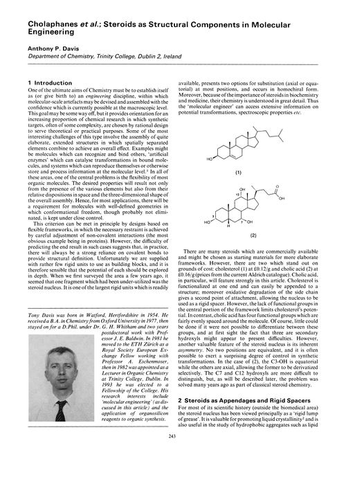 Cholaphanes et al.; steroids as structural components in molecular engineering