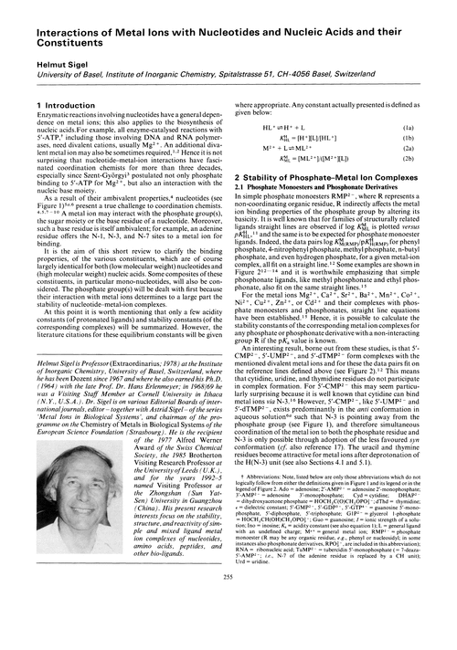 Interactions of metal ions with nucleotides and nucleic acids and their constituents
