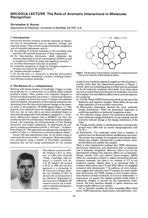 Meldola Lecture. The role of aromatic interactions in molecular recognition