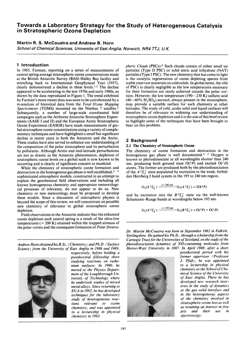 Towards a laboratory strategy for the study of heterogeneous catalysis in stratospheric ozone depletion