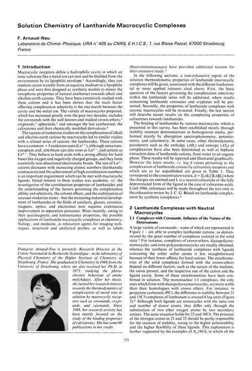 Solution chemistry of lanthanide macrocyclic complexes