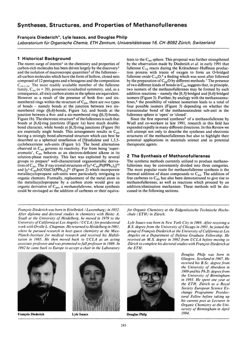 Syntheses, structures, and properties of methanofullerenes