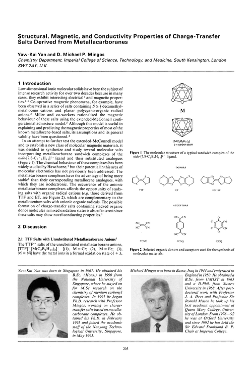 Structural, magnetic, and conductivity properties of charge-transfer salts derived from metallacarboranes