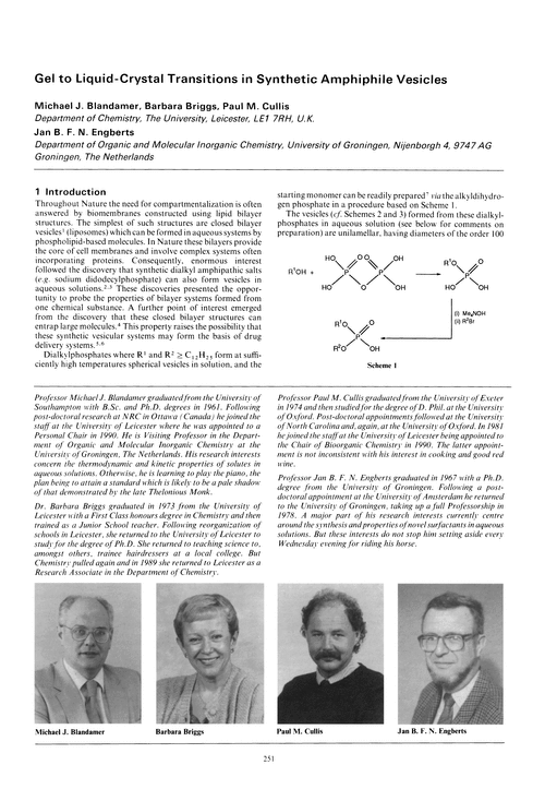 Gel to liquid-crystal transitions in synthetic amphiphile vesicles