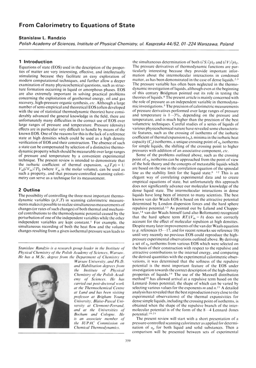 From calorimetry to equations of state