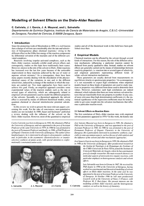 Modelling of solvent effects on the Diels–Alder reaction