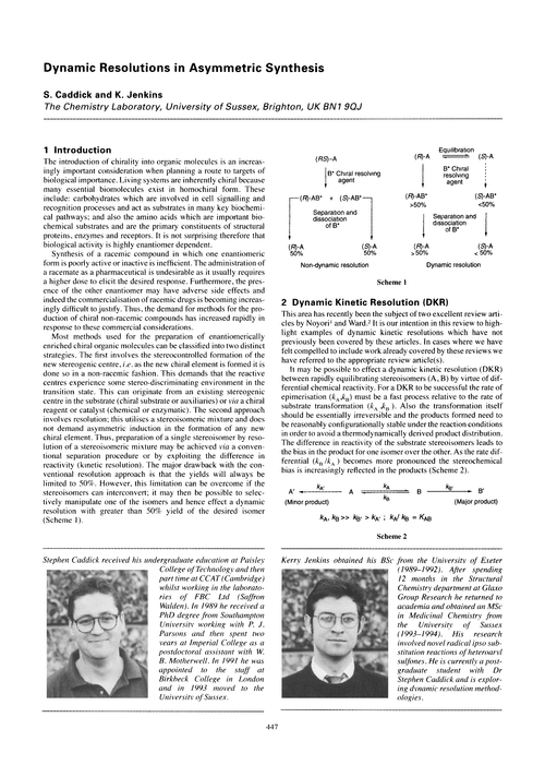 Dynamic resolutions in asymmetric synthesis