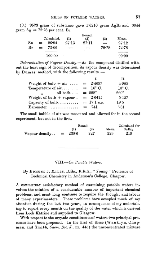 VIII.—On potable waters