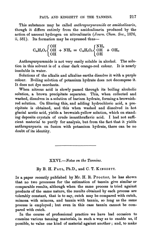 XXVI.—Notes on the tannins