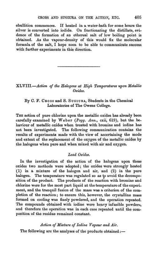 XLVIII.—Action of the halogens at high temperatures upon metallic oxides