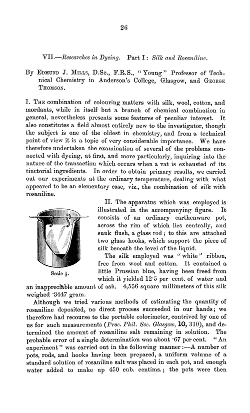VII.—Researches in dyeing. Part I: Silk and rosaniline