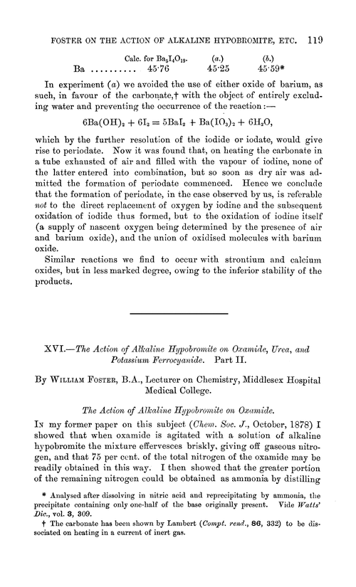 XVI.—The action of alkaline hypobromite on oxamide, urea, and potassium ferrocyanide. Part II