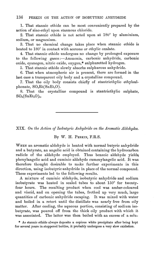XIX.—On the action of isobutyric anhydride on the aromatic aldehydes