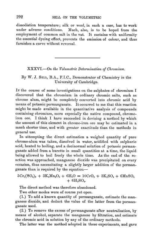 XXXVI.—On the volumetric determination of chromium